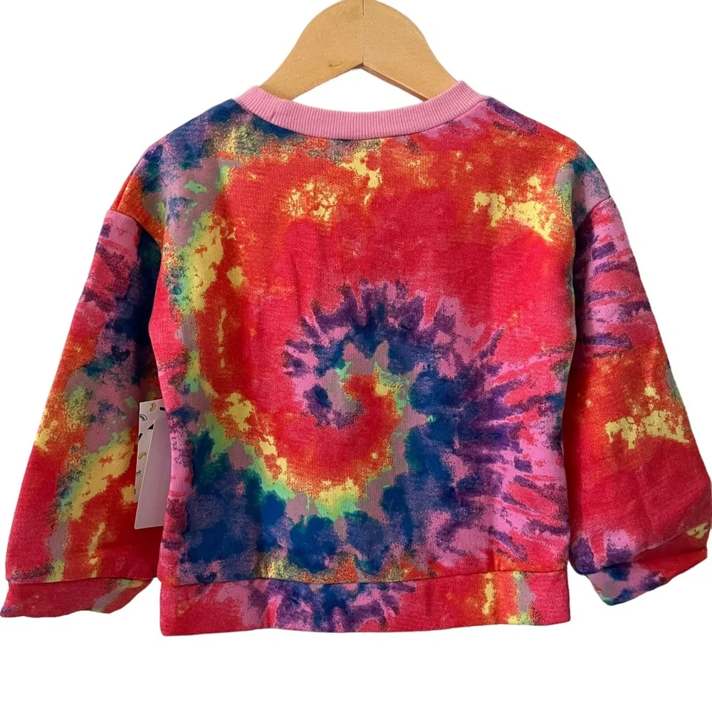 Harper Canyon Girls Pink Prism Tie-Dye Cozy Crew Neck Sweatshirt NWT